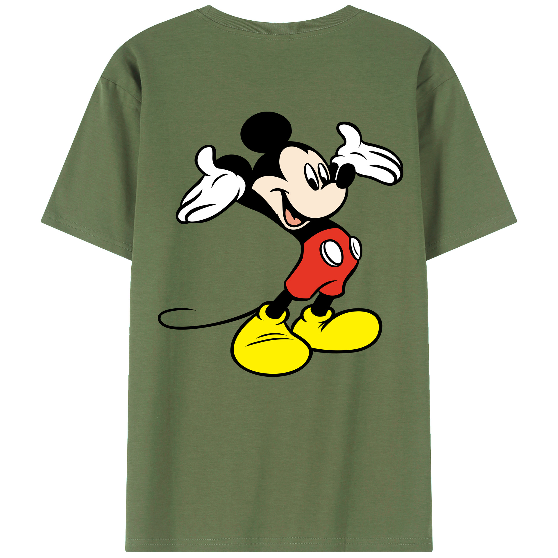 ミッキーマウス Mickey Mouse 綿100％ メンズ半袖Tシャツ（バックプリント） 通気性